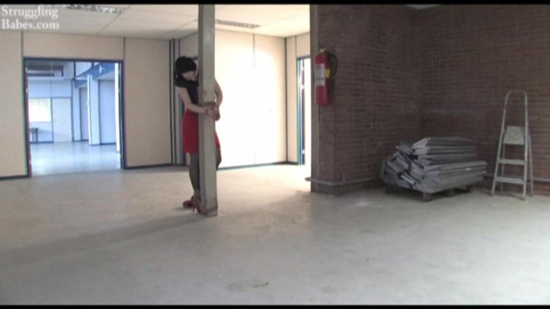 Submissed: Lady in Red Pole-tied Cleavegagged