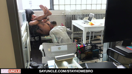 Say Uncle: Muscular guy in leather fucked in the ass