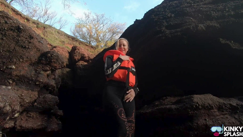 UKCuteGirl Lucy Lauren: Bright Orange Helly Hansen Life Jacket Strap Play