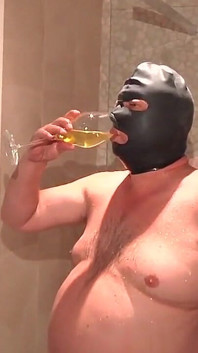Tattooed Blonde Nurse Pisses in a Glass Then a Man Pisses in a Glass