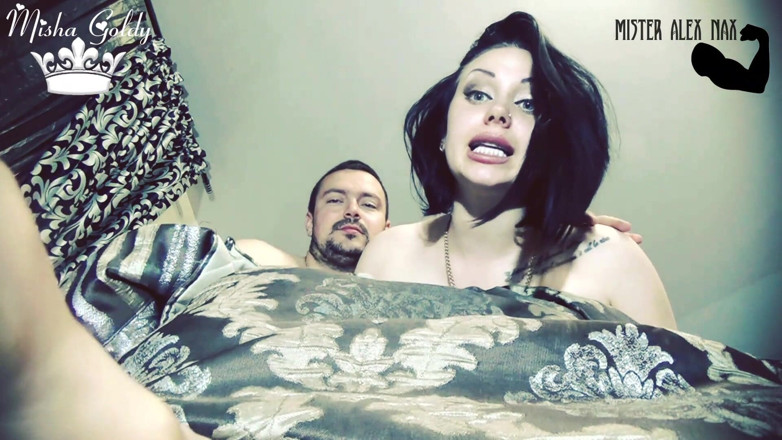 Goddess Misha Goldy: Lick and worship our feet bitch while I have sex...