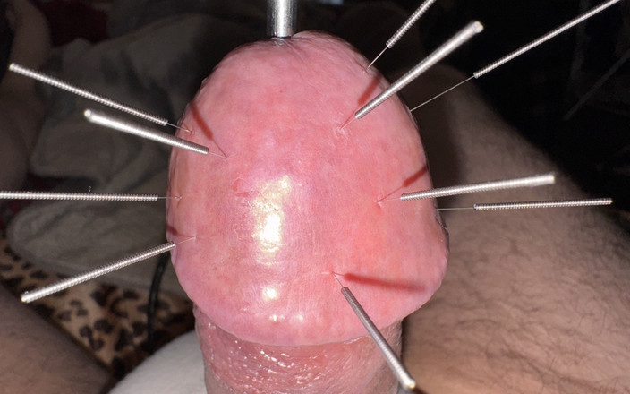 Qualzucht: Nadeln in pralle, harte eichel, orgasmus !!