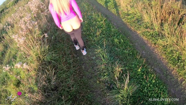 Alisa Lovely: Teen amateur nice butt fuck doggystyle at outdoor sunset