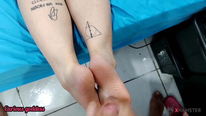 Adrian And Curious: Curious Goddess white big ass socks footjob hairy pussy fucking...