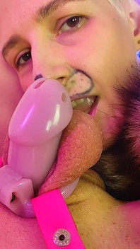 Chastity Cock and Balls Licking - POV