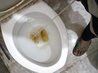Frustrated employee: Peeing in Toilet with Clear Audio When Someone Asking for...