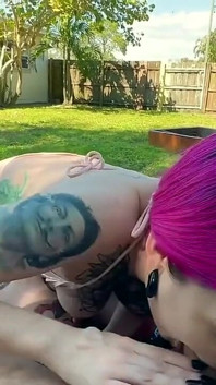 Backyard Blowjob