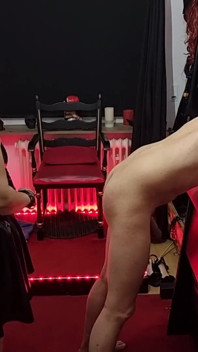 MILF Domme Crops Hooded Slave's Trembling Ass Raw
