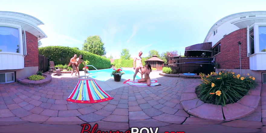 Blow me POV: VR couple swapping orgy 4some