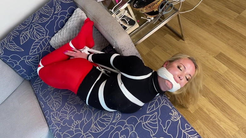 Latina Fetish: Lil Missy in Red Pantyhose Gets Bound and Hogtied in...