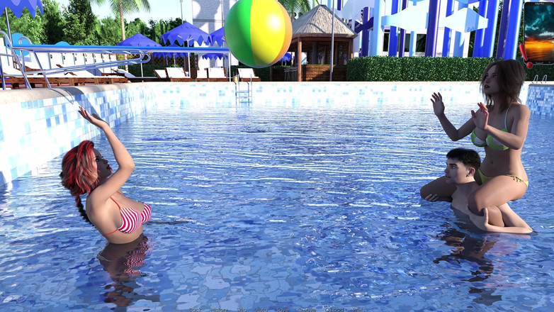 3D Cartoon Porn: Reunião 18 John, May &amp; Khole's Wet Water Park Trio Provocação - Bikini...