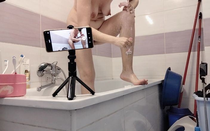 Amateur_MS: Sexy Latina Shaves Her Legs. Hairy Brunette Big Tits Big...