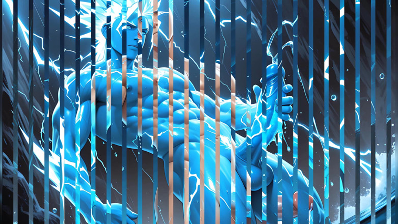 LustMen: Lightning Elemental Solo Boy Jerking Erect Dick with Electric Glow