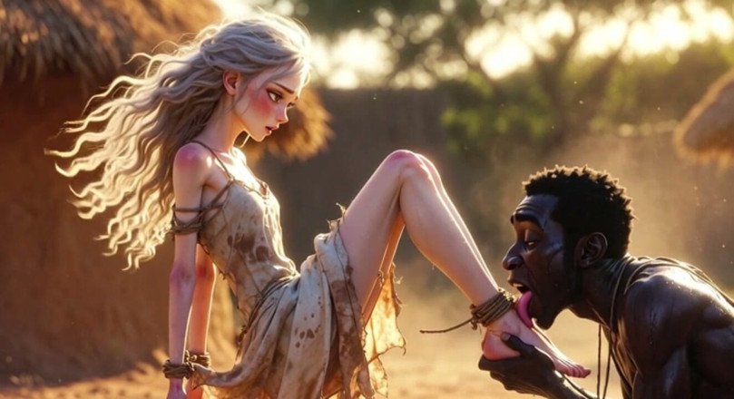 YOUR BEST FANTASY: White Woman in Bondage - African Man Passionate Foot Licking