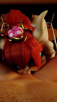 Bowsette pompino sotto la scrivania punto di vista