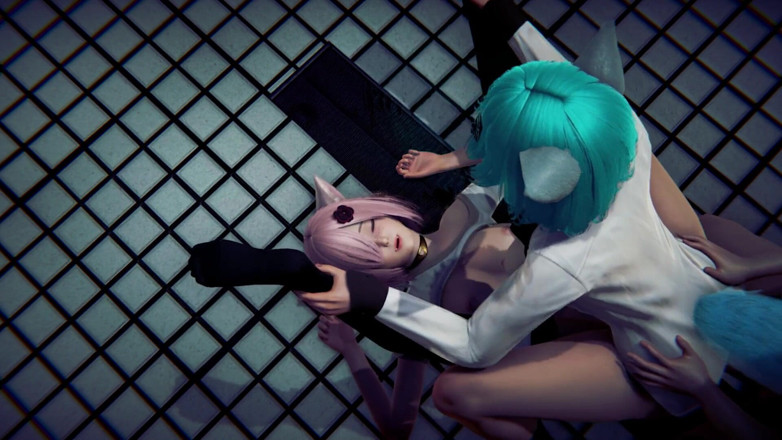 Waifu club 3D: Am pus o pulă între două studente Neko