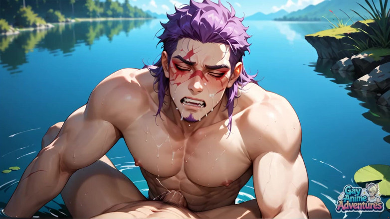 Gay Anime Adventures: Seksowne muskularne kolesie Angażuj się w dziką, niechlujną akcję gejów...