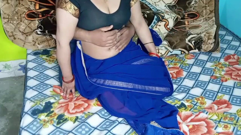 Manjushukla: Newly Sexy Bhabhi in Blue Color Sari.