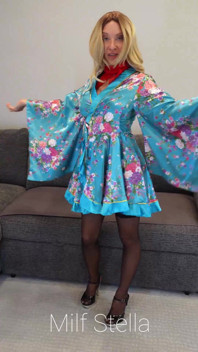 Blue Robe with Black Heels