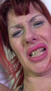 Real German Amateur Cougar Slut with Small Natural Tits and Red Hair Gets Her Ass Fucked in Bondage