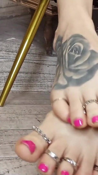 Lady Angela Your Domina Girlfriend Is Wearing Toe Rings - Fetish Foot Tattoo