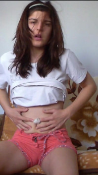 Sexy Teen Full Bladder Desperation on the Bed