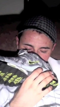 Sex tape with 2 sneakers boy at home