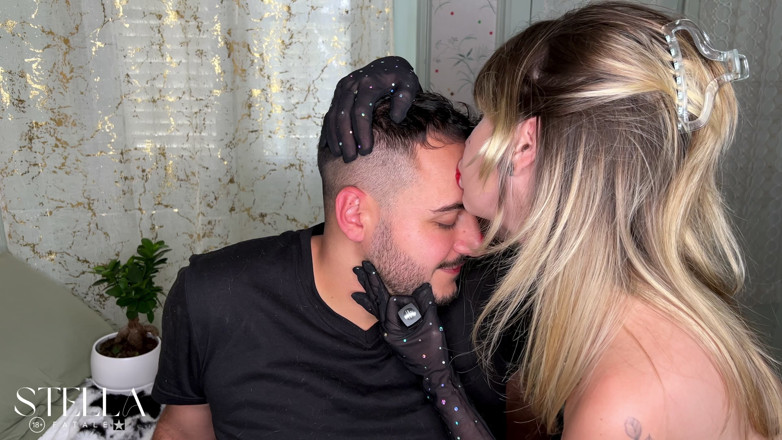 Stellafatale: Red Lipstick Kisses Cover His Entire Face