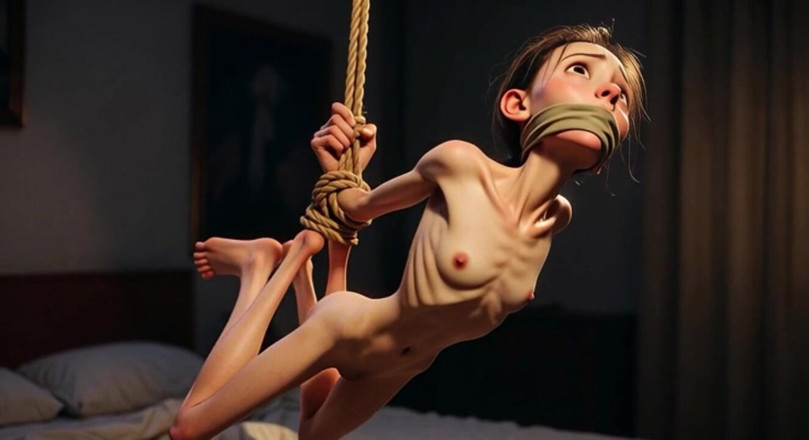 YOUR BEST FANTASY: Skinny Slave Girl Bound Tight - Desperate &amp; Begging for Mercy