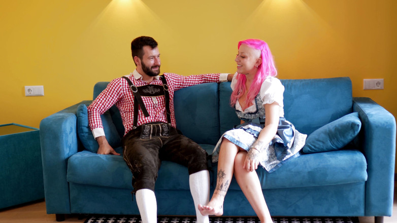 Discover 4K: Pink Haired MILF Rides Hard in Dirndl Outfit