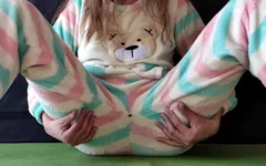 Skinny Teen in Pajama Masturbate Small Tits and Horny Pussy and Big Squirting Orgasm