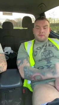 Builders Have a Jerk in the Car at Work