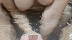 Bath Handjob Ended with Hot Underwater Cumshot!
