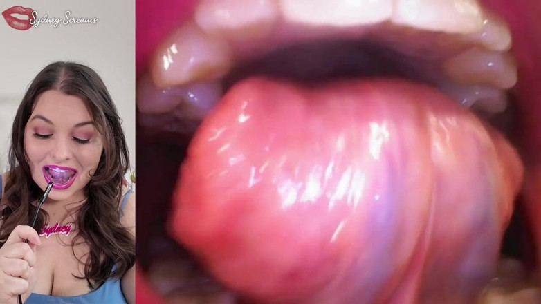 Sydney screams fetish: Hluboko v ústech Sydney - Sydney Screams předvádí ústa, jazyk, hrdlo a uvula...