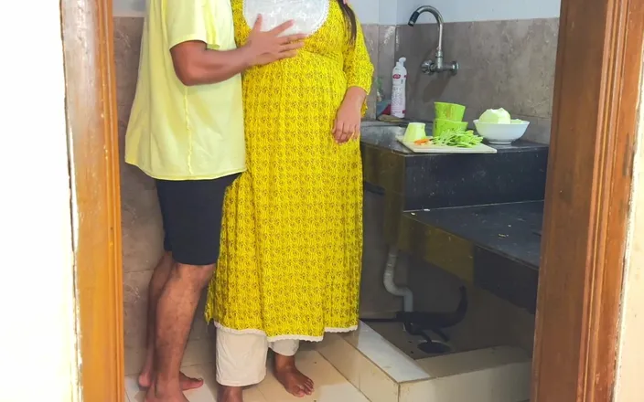 Aria Mia: Neighbors Fuck New Wife While Cutting Vegetables in Kitchen