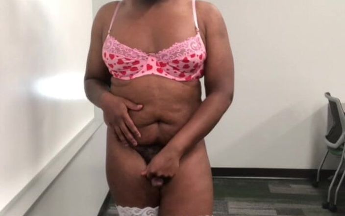 Black Flowers: Chubby Crossdresser in Pink and Stockings