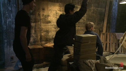 Men on Edge: Captured Dock Worker Gets Jacked up by Two Perverts