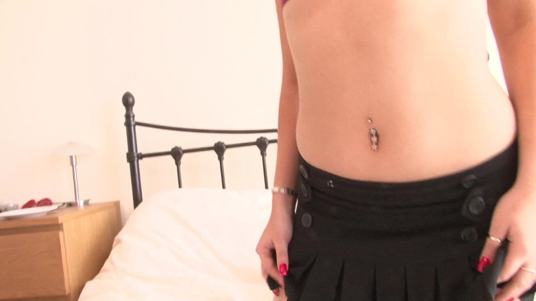 Lesbian Illusion: Small tits brunette playing with her candy on the bed
