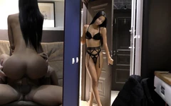 Fucked Skinny Asian Teen with 0% Tits at Home