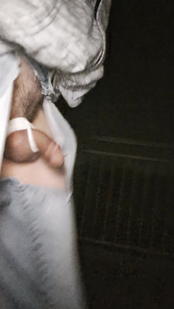 kinkygaynudist: ゲイの男が裸で高速道路の橋を渡る