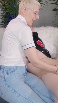 So Hot Femdom Handjob During a Great Holding His Neck - All Views in One