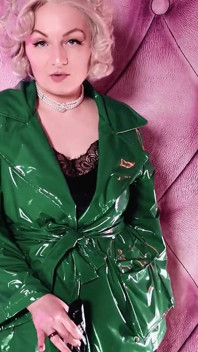 Sexy Mistress Teasing by Big Dildo Strap-on... and Wearing Black Nylon Stockings