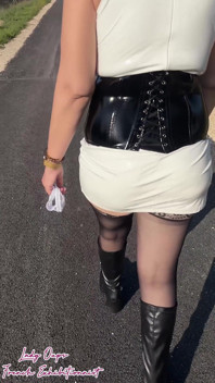 I Lose My Thong During an Outdoor Walk in a Latex Micro Dress