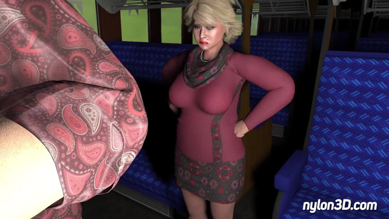 N3D animation: Treinrit met geile blondine