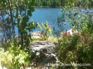 Homegrown Oral: Natalie swallows a cock down by the lake