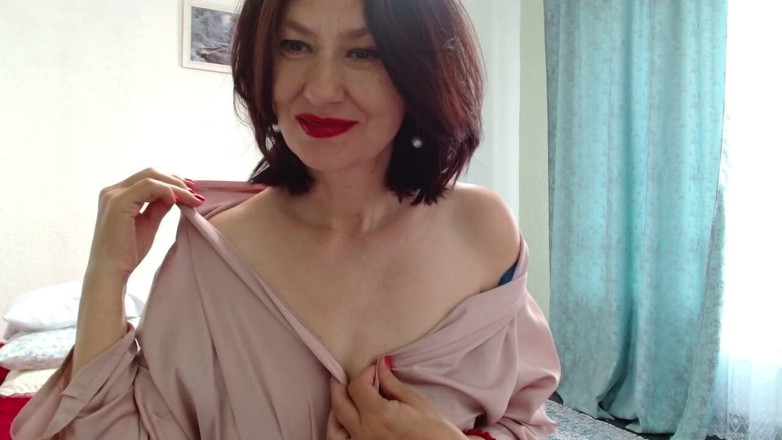 ANGELA_LADY: MILF in White Stockings Shoved Lacy White Panties Into Her...
