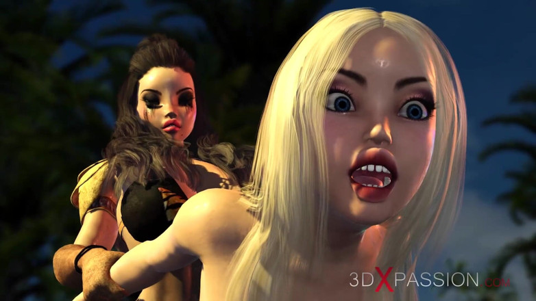 3dxpassion-transgender: Amazonen. Eine sexy blondine hat analsex mit 3d heißem schwanz-mädchen auf...