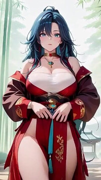 Blue-haired Samurai! Service in the Bamboo Grove. What Secrets Hide Under That High-slit Kimono?