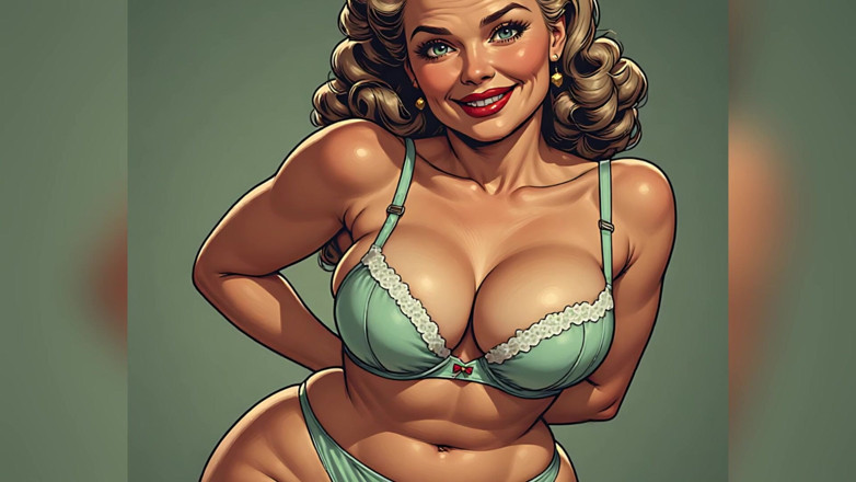 AI Porn: Retro Biustonosz i majtki Retro Pinup Art