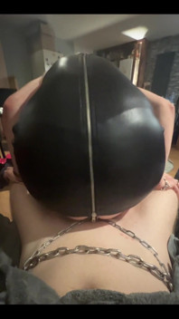 Teasing his locked cock